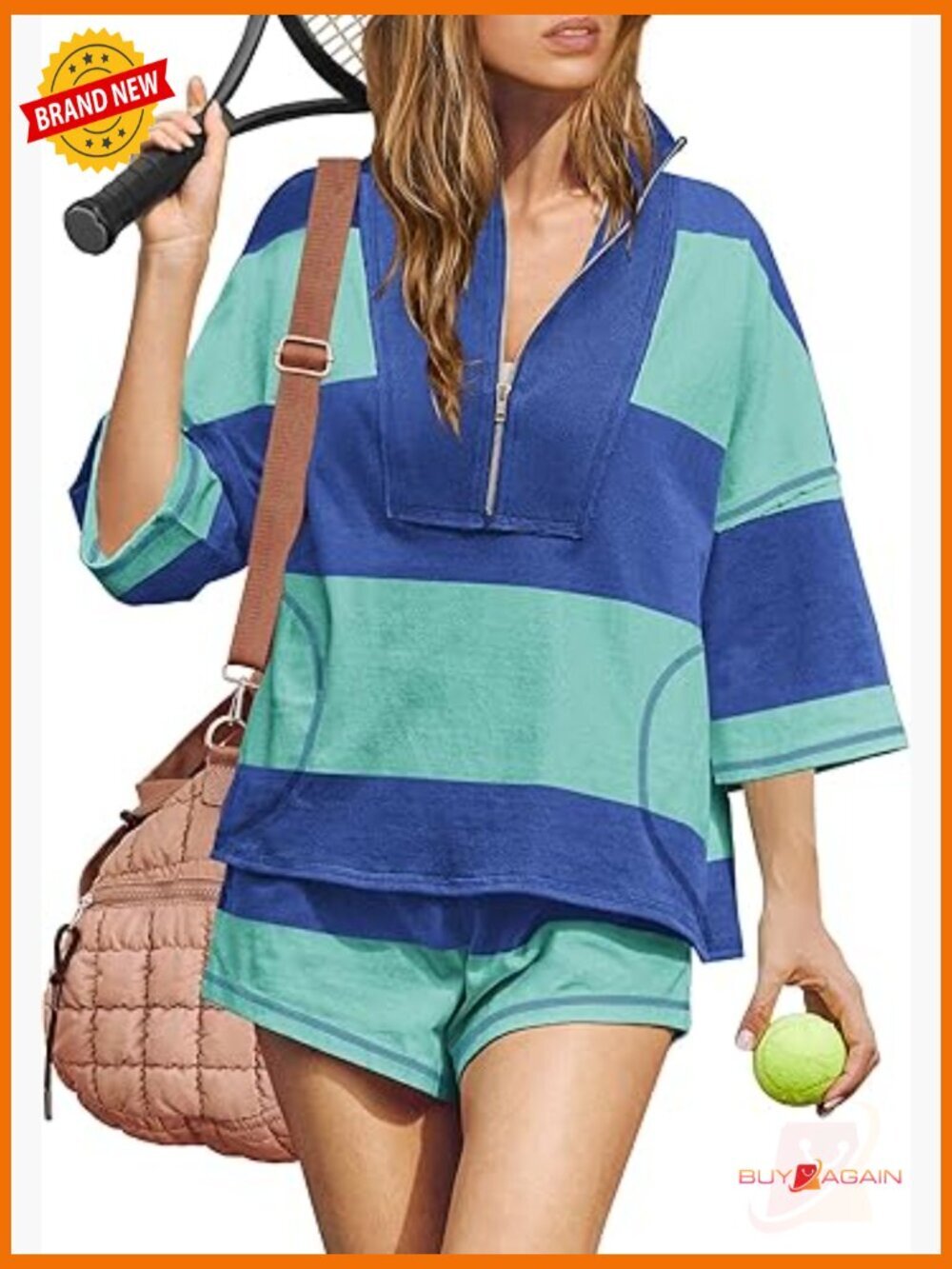 Womens 2 Piece Striped Workout Sets Matching Lounge Top and Shorts with Pockets
